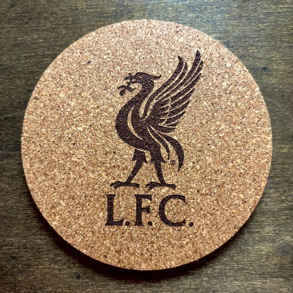 Liverpool Logo Laser Engraved Cork Coaster